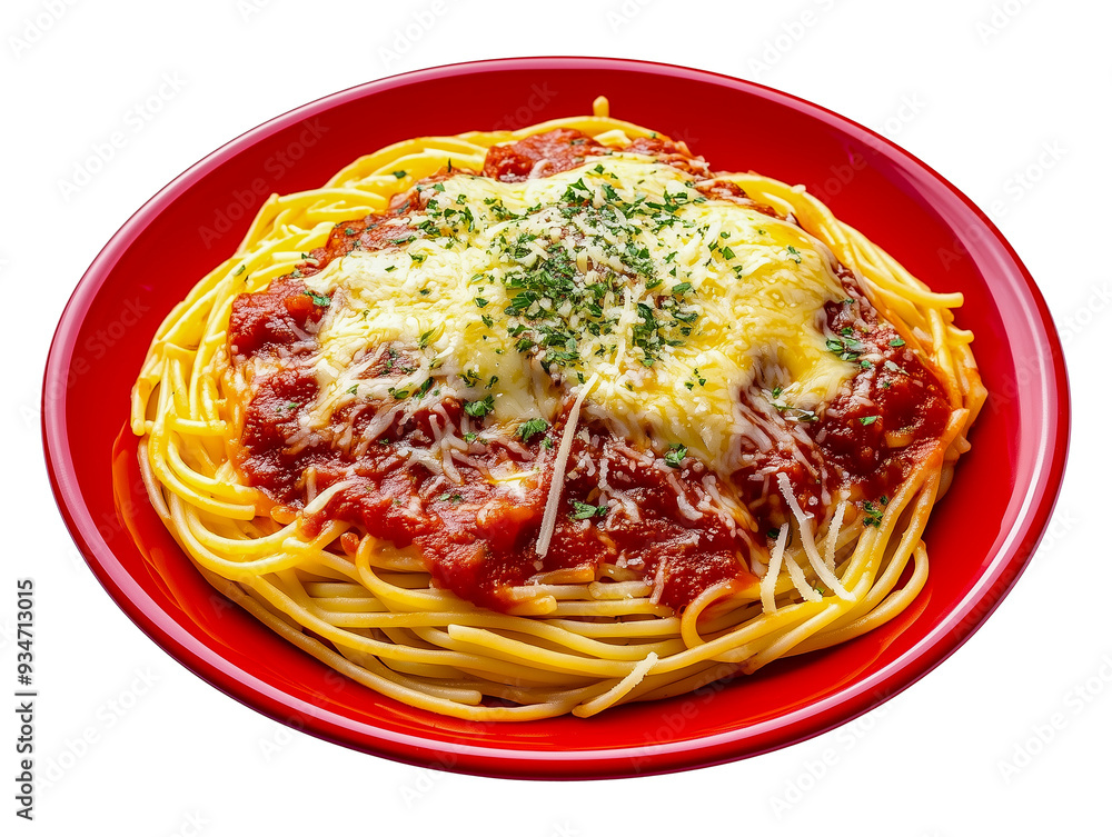 A delicious plate of pasta with melted cheese and sauce A delicious plate of pasta with melted cheese and sauce