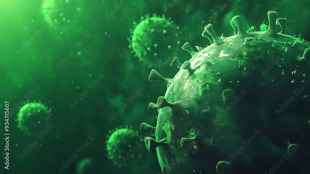 Fototapeta premium Microscopic View of a Coronavirus Cell