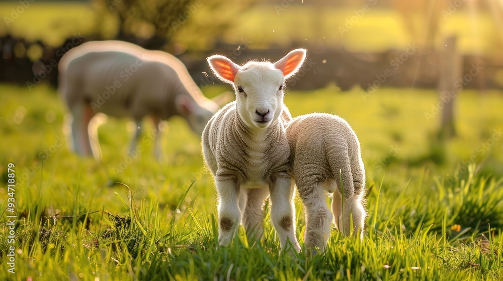 Two Lambs in a Spring Meadow Two Lambs in a Spring Meadow