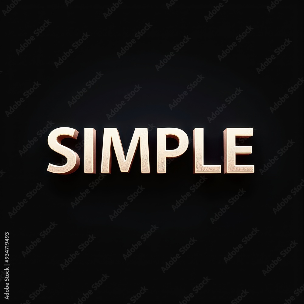3D golden text of the word 'SIMPLE' against a black background. 3D golden text of the word 'SIMPLE' against a black background.