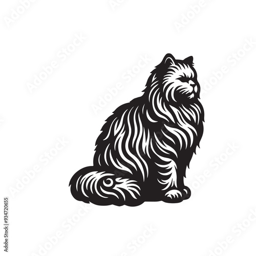 Wallpaper Mural A cat vector style,silhouette white background illustration  Torontodigital.ca