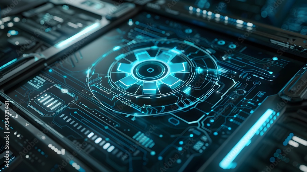 Gears icon on screen. Business and industrial process automation RPA Technology concept. Gears icon on screen. Business and industrial process automation RPA Technology concept.