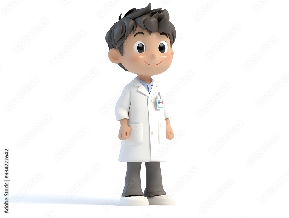 Detailed 3D of a Young Pharmacist Boy Wearing a Medical Uniform and Standing in an Isolated White Background Setting Detailed 3D of a Young Pharmacist Boy Wearing a Medical Uniform and Standing in an Isolated White Background Setting