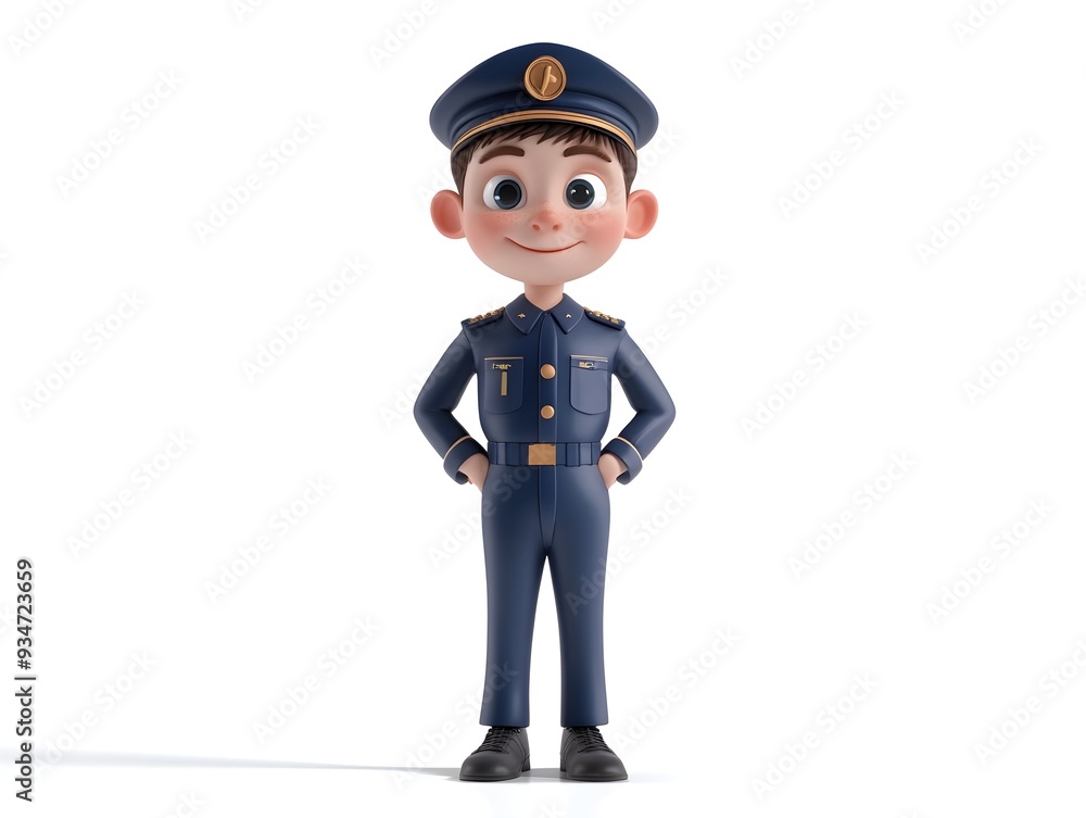 3D Animated Full Body Image of a Young Boy Wearing an Air Traffic Controller Uniform Standing Isolated on a White Background with No Shadow Concept of Airport Service Aviation Personnel 3D Animated Full Body Image of a Young Boy Wearing an Air Traffic Controller Uniform Standing Isolated on a White Background with No Shadow Concept of Airport Service Aviation Personnel