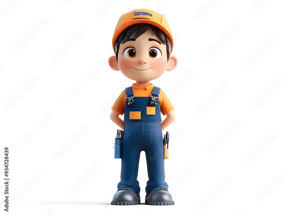 3D of a Youthful Mechanic Wearing a Uniform and Standing in a Car Workshop Isolated on a White Background This Digital Render Depicts the Occupation of Automotive Repair and Maintenance 3D of a Youthful Mechanic Wearing a Uniform and Standing in a Car Workshop Isolated on a White Background This Digital Render Depicts the Occupation of Automotive Repair and Maintenance