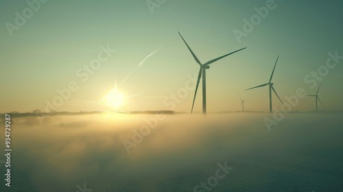 Wallpaper Mural A serene foggy morning at a clean energy factory Torontodigital.ca