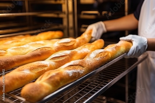 A person baking koulourakia bread rolls in a bakery. Focus on bread, gluten, and food processing. Dominant colors are black and brown. photo