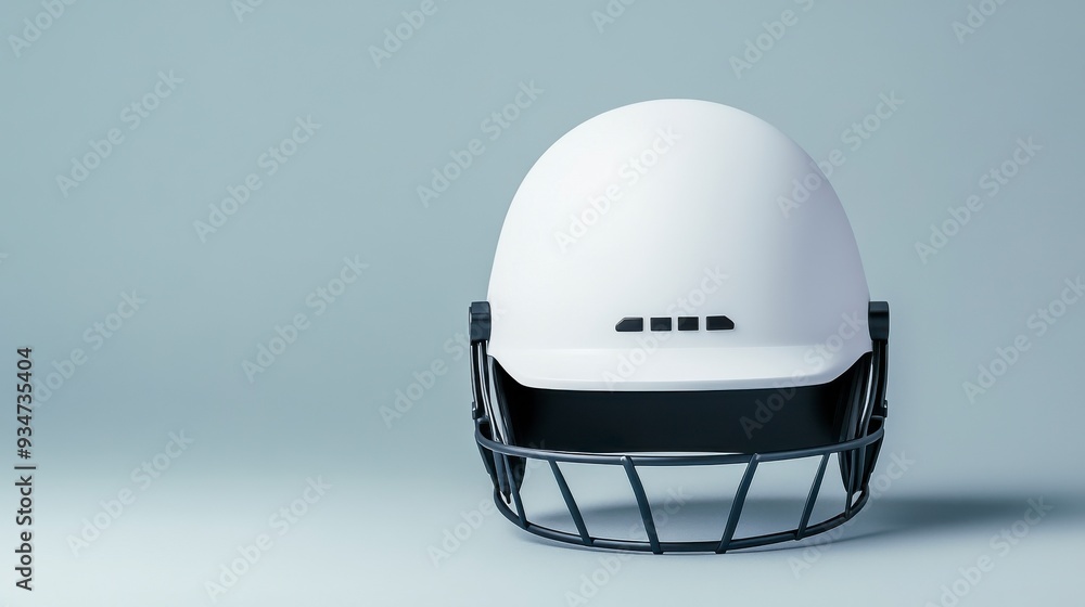 Fototapeta premium A modern white sports helmet with a sleek design, perfect for showcasing safety gear in athletics.