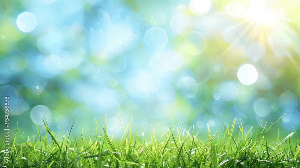 Fototapeta premium Fresh Green Grass and Sunbeams