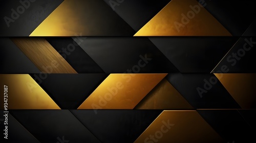 black dark diagonal pattern texture background ,golden abatract background. Generative AI photo