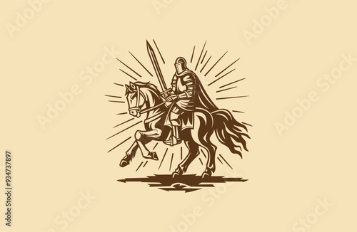 Knight on horseback design vector illustration