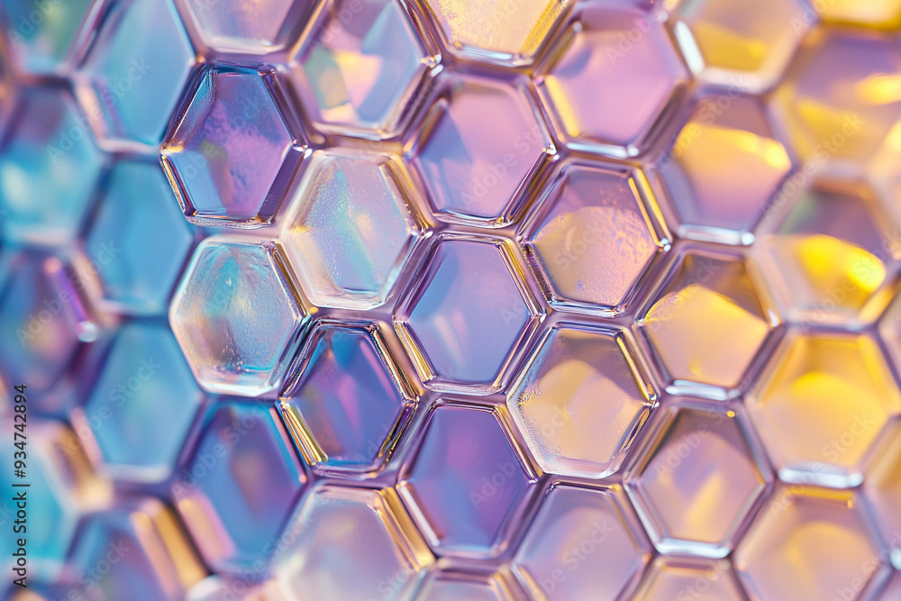 Fototapeta premium Pastel mosaic with hexagonal tiles pastel background