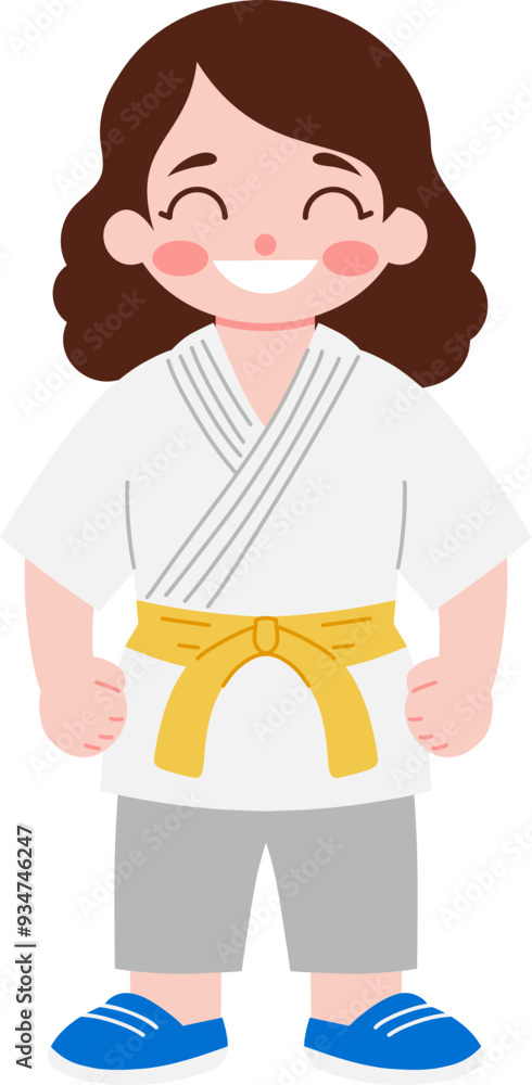 Fototapeta premium cute kids illustration with Karate uniform