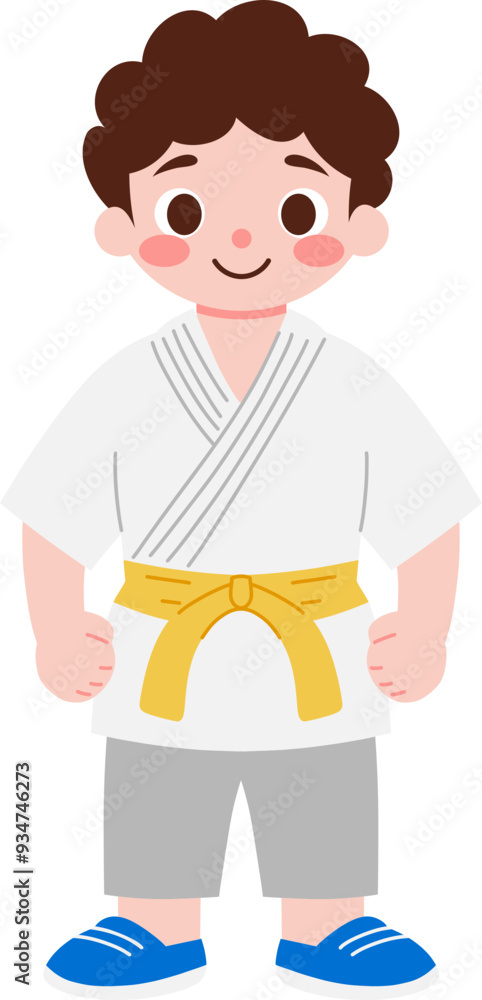 cute kids illustration with Karate uniform cute kids illustration with Karate uniform