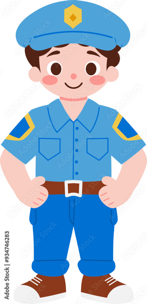 cute kids illustration with police uniform cute kids illustration with police uniform