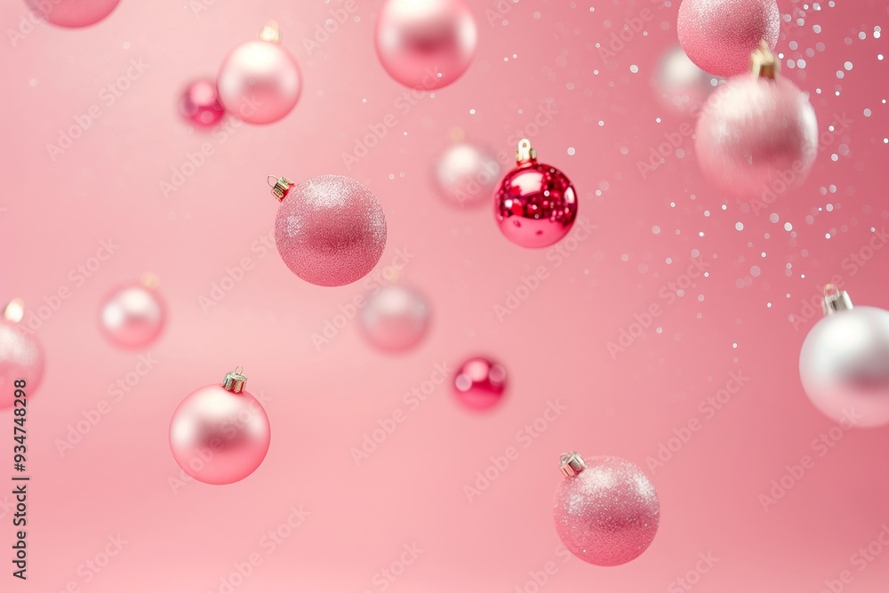 Christmas balls on a pink background Christmas balls on a pink background