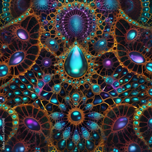 Wallpaper Mural Vibrant Fractal Jewels: Mystical Organic Patterns Torontodigital.ca