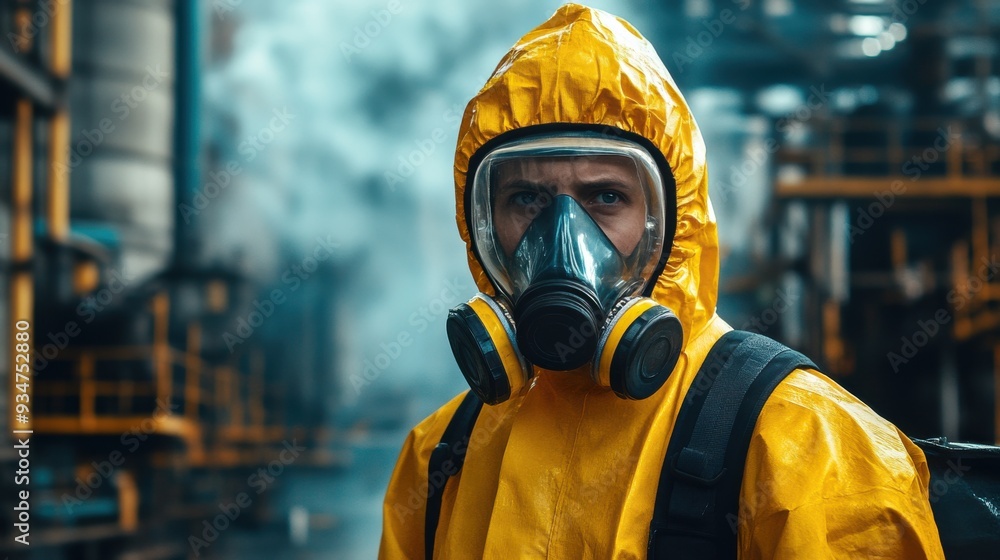 Industrial Worker Handling Hazardous Materials with Precision and Safety. The Scene Highlights the Importance of Protective Gear and Careful Procedures in a High-Risk Environment. Industrial Worker Handling Hazardous Materials with Precision and Safety. The Scene Highlights the Importance of Protective Gear and Careful Procedures in a High-Risk Environment.