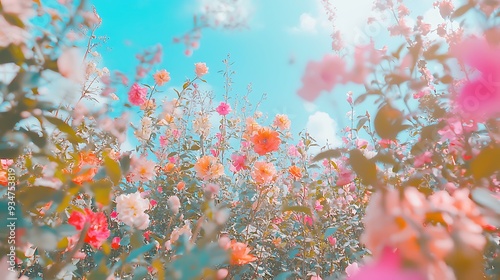 Blooming Flowers Under Blue Sky in Summer