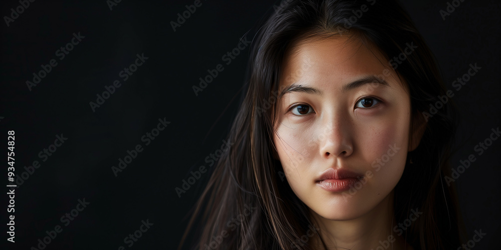 Portrait of an Asian girl on a black background Portrait of an Asian girl on a black background