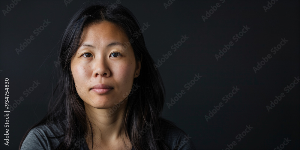 Portrait of an Asian girl on a black background Portrait of an Asian girl on a black background