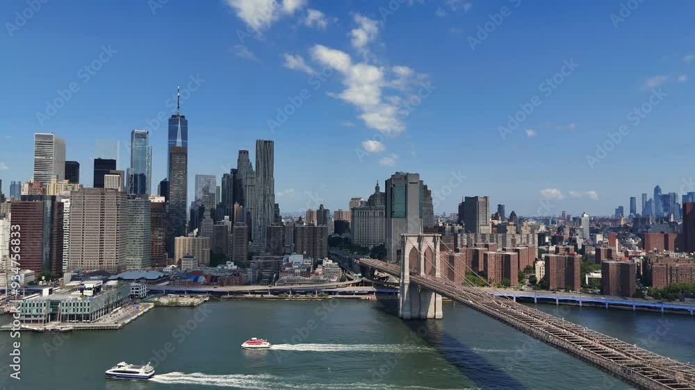 Explore NYCs skyline and Brooklyn Bridge in stunning aerial views Explore NYCs skyline and Brooklyn Bridge in stunning aerial views