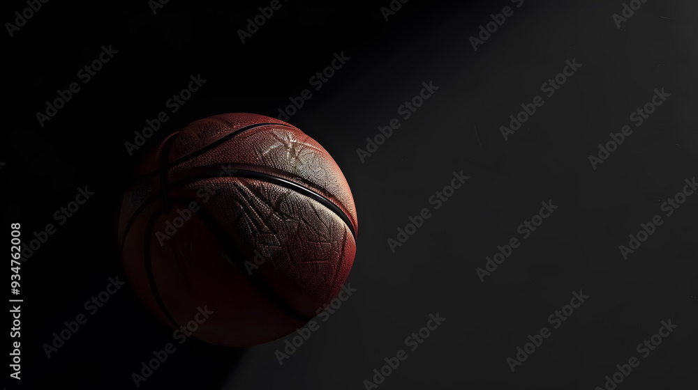 Basketball on black background: A basketball displayed on a black background. Basketball on black background: A basketball displayed on a black background.
