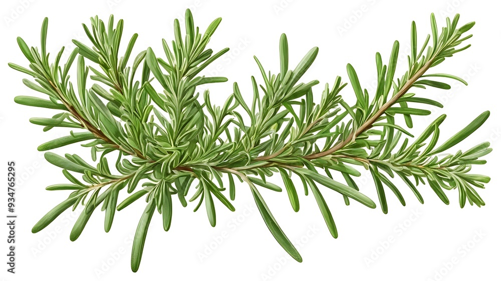 A detailed image of a fresh rosemary sprig with vibrant green leaves, perfect for culinary and herbal uses. A detailed image of a fresh rosemary sprig with vibrant green leaves, perfect for culinary and herbal uses.