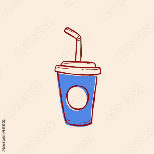 soda soft drink in paper cup fast food menu vector illustration