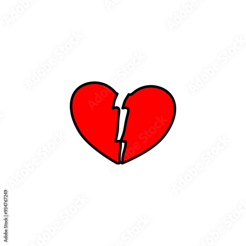 red heart broken