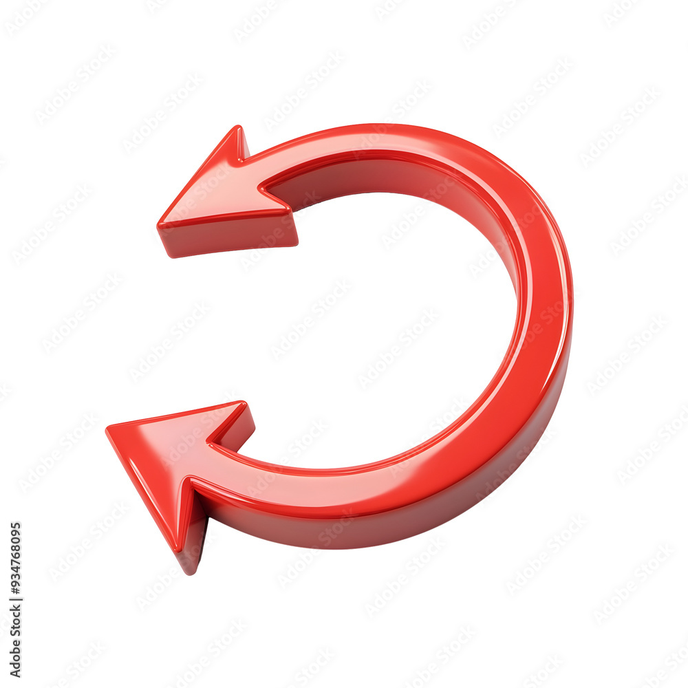 3D Red Looping Arrow on White Background Symbolizing Cyclical Process or Refresh Concept 3D Red Looping Arrow on White Background Symbolizing Cyclical Process or Refresh Concept