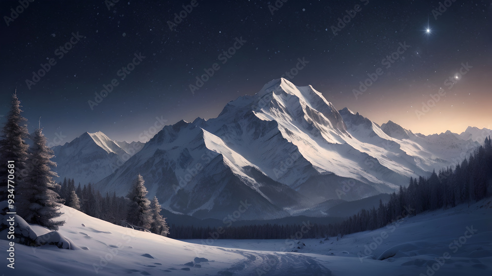 Snowy Slopes Under a Starry Night Snowy Slopes Under a Starry Night