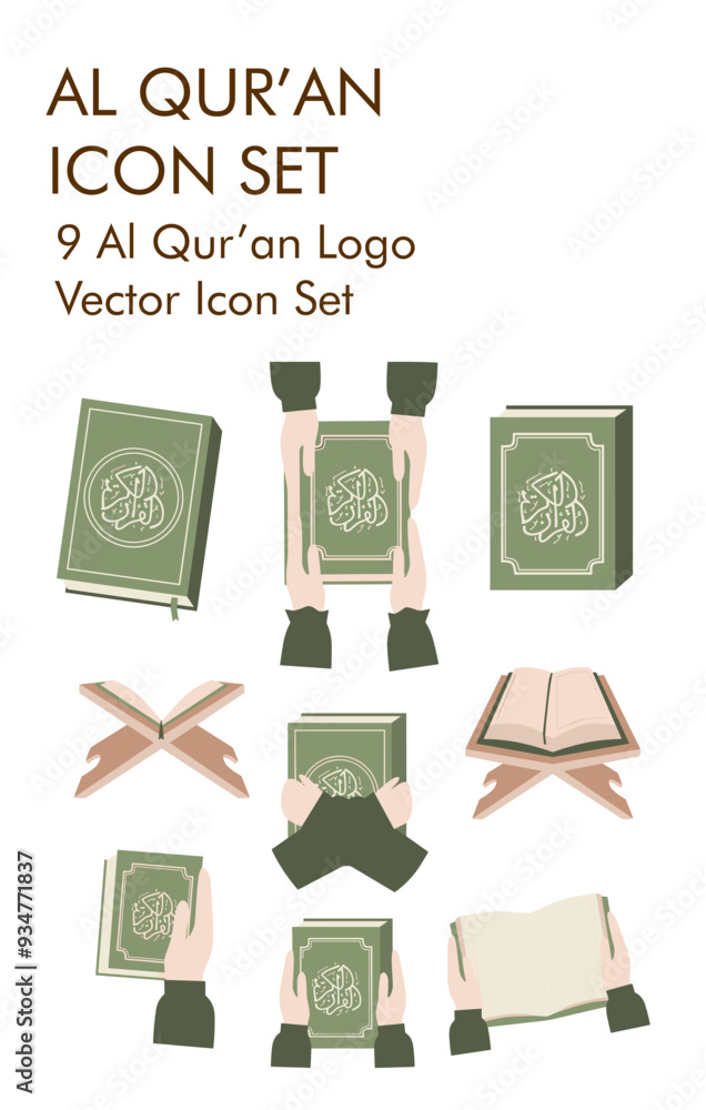 Al Qur’an logo vector icon set Al Qur’an logo vector icon set