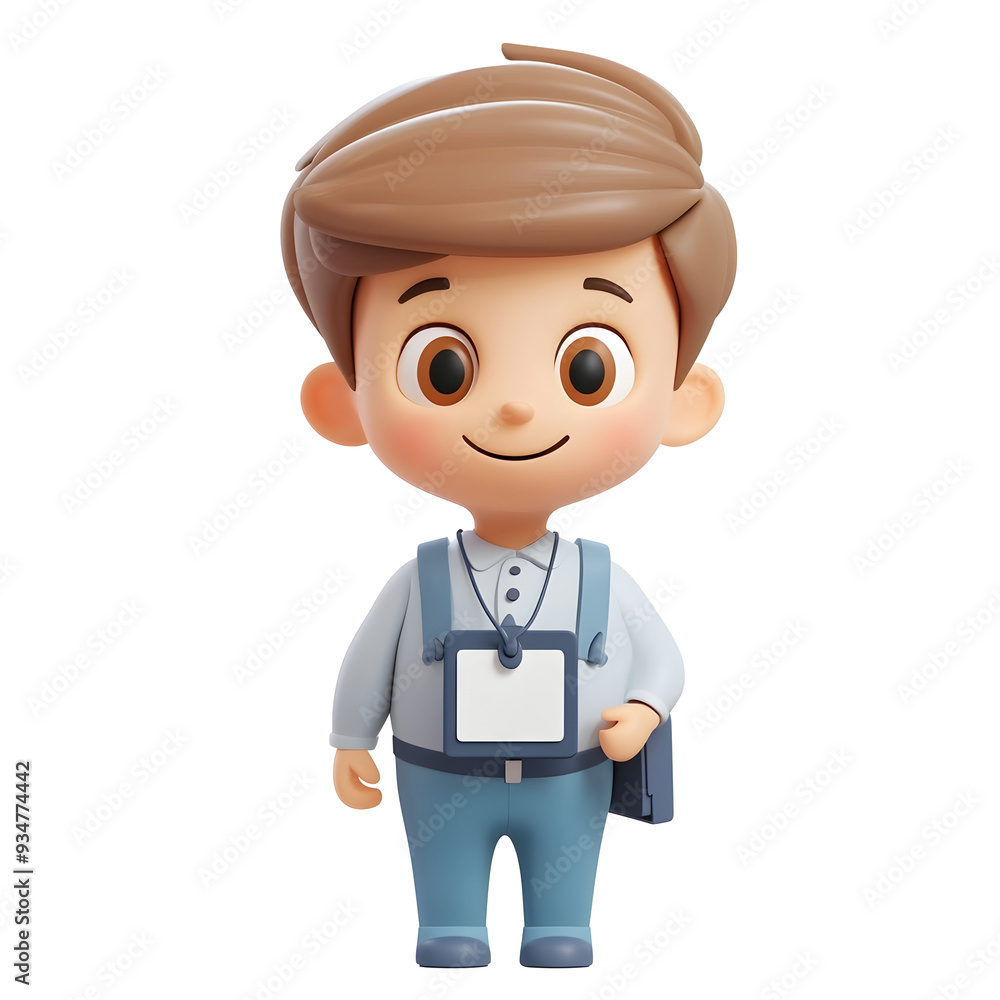 Smiling Cartoon Boy in School Uniform ID Badge or Card Smiling Cartoon Boy in School Uniform ID Badge or Card