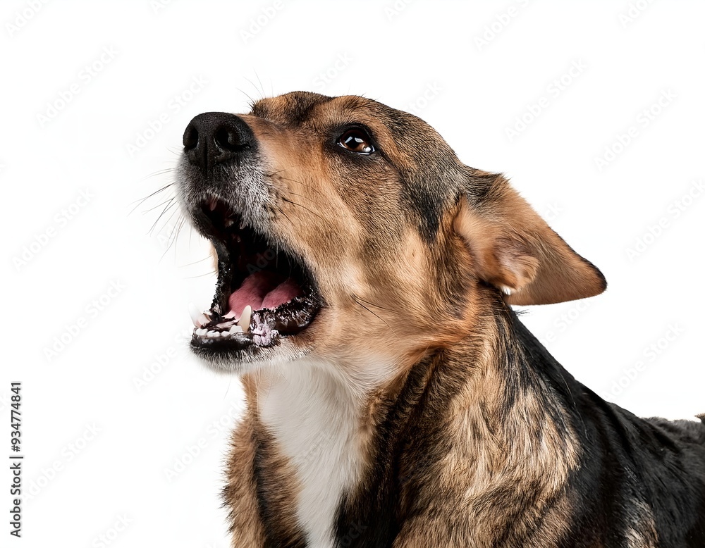 Headshot The dog is barking isolated on white background. Headshot The dog is barking isolated on white background.