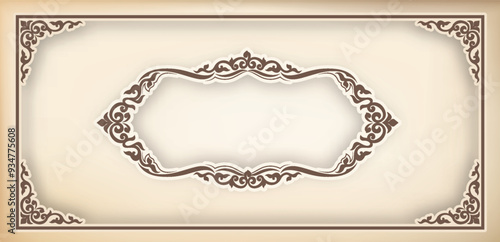 Vector border design decoration pattern style. Frame border design is pattern. Frame photo line art. Art frame border. Wedding border Text.