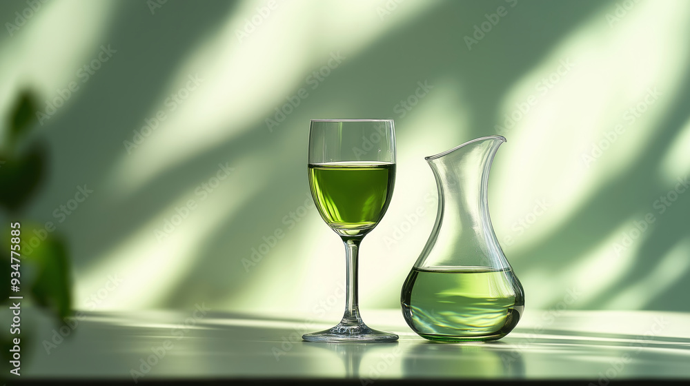 A glass of green absinthe A glass of green absinthe