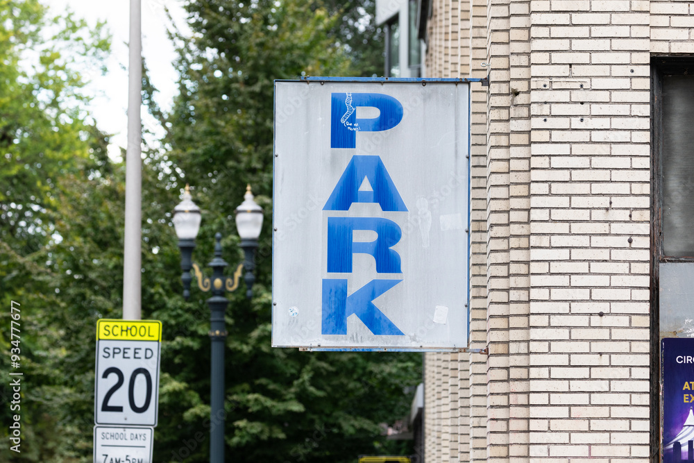 Public parking sign in Downtown Portland, Oregon Public parking sign in Downtown Portland, Oregon