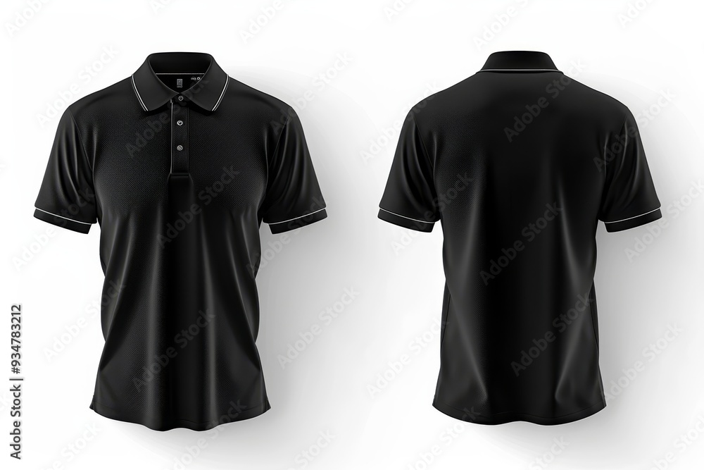 Black Polo Shirt with White Trim Mockup Black Polo Shirt with White Trim Mockup
