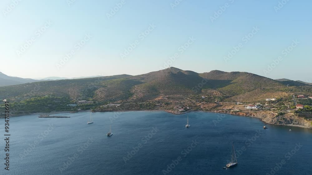Sounion Temple near Athens the capital of Greece sunset aerial view 4k Sounion Temple near Athens the capital of Greece sunset aerial view 4k