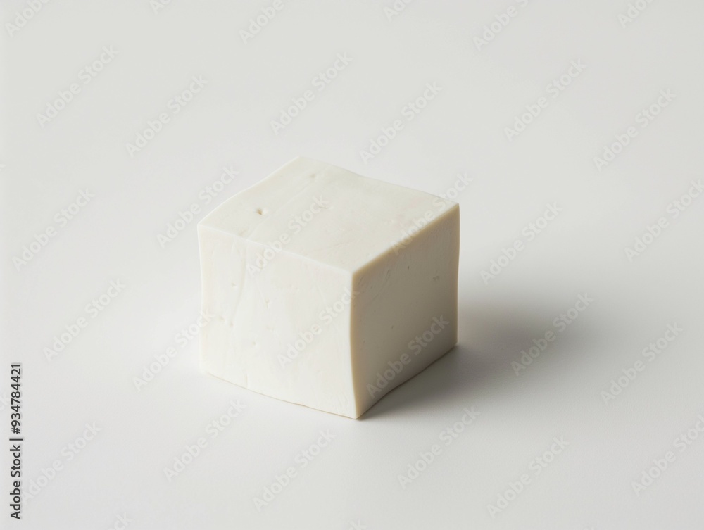 A white block of tofu cube isolated on white. AI generated A white block of tofu cube isolated on white. AI generated