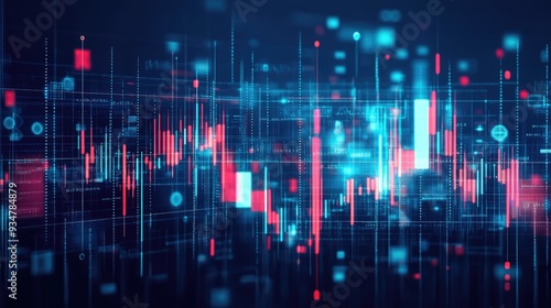 Stock Market and Forex Trading Graph Background with Financial Data