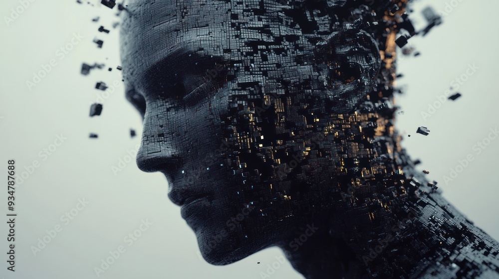 man face of artificial intelligence man face of artificial intelligence