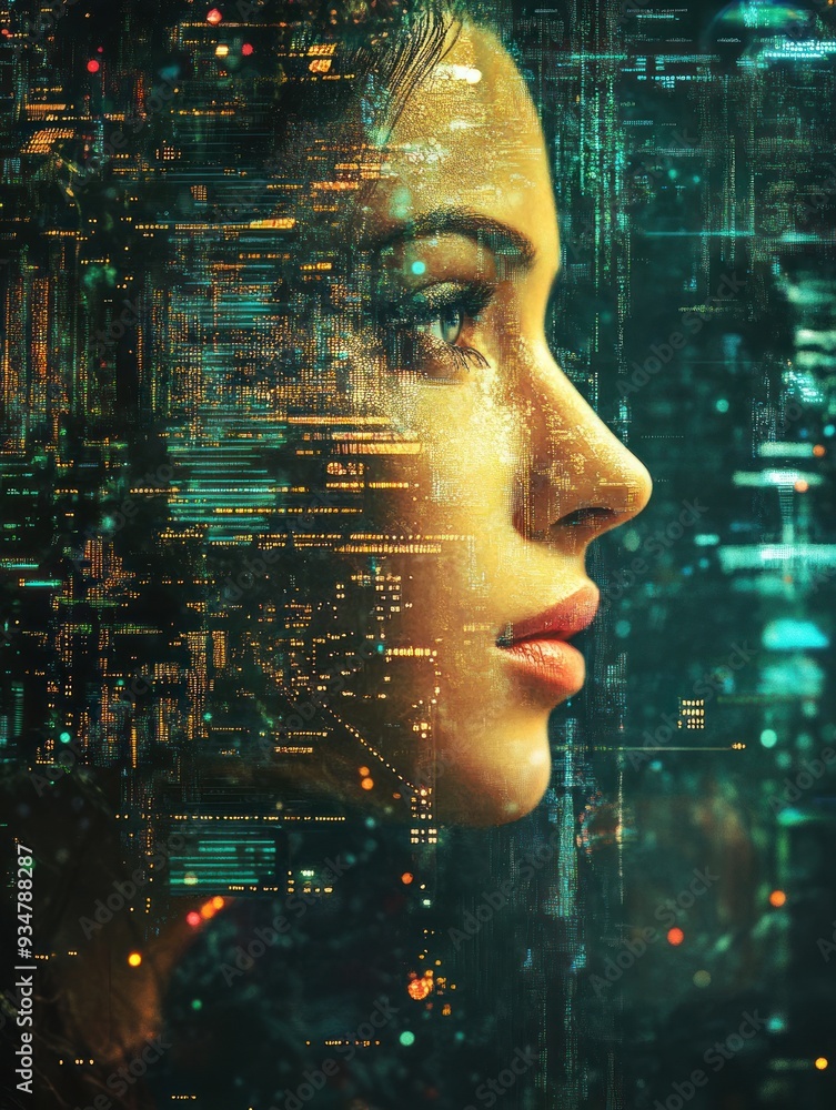 woman face of artificial intelligence woman face of artificial intelligence
