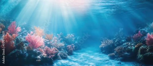 Sunlight Illuminates a Coral Reef Underwater