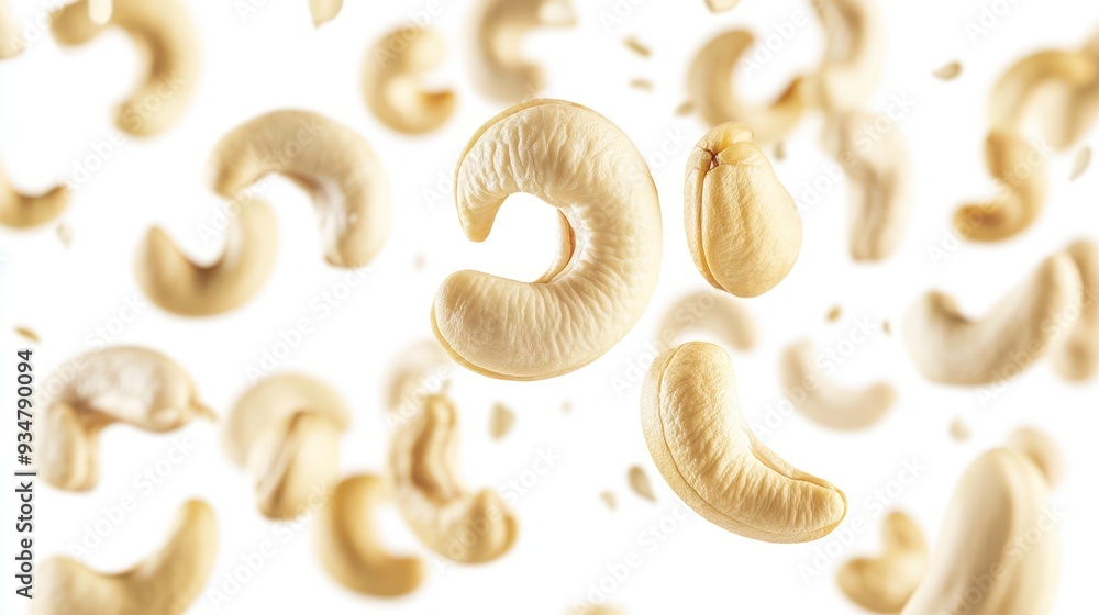 Cashew Nuts Falling in Mid-Air Cashew Nuts Falling in Mid-Air