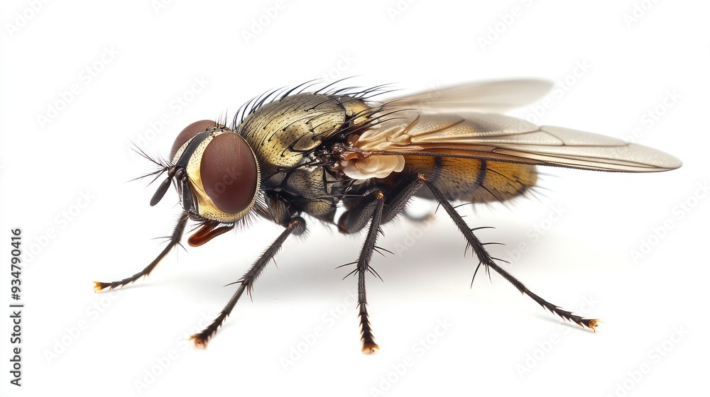 Close-up of a Tachinid Fly with Wings Spread Close-up of a Tachinid Fly with Wings Spread