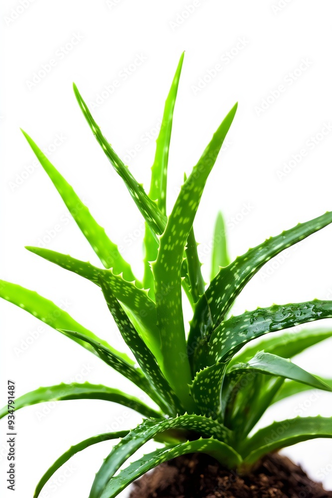 Aloe vera plant isolated on a white background. Generative AI Aloe vera plant isolated on a white background. Generative AI