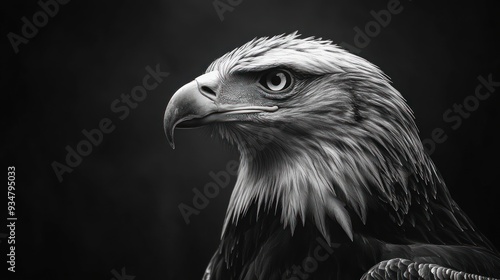 Closeup of Bald Eagle with Black Background