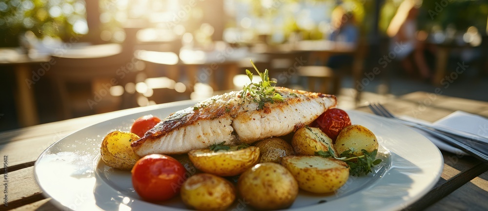 Grilled Fish with Roasted Potatoes and Tomatoes Grilled Fish with Roasted Potatoes and Tomatoes